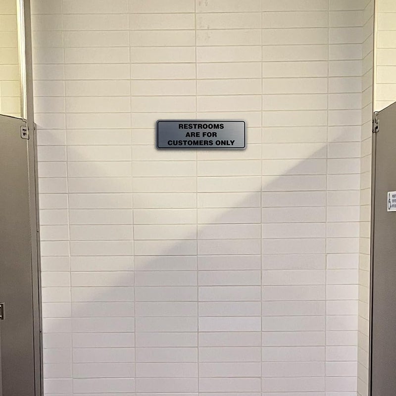 All Quality Standard Restrooms Are For Customers Only Door/Wall Sign - Black - Large 1 Pack - Image 3